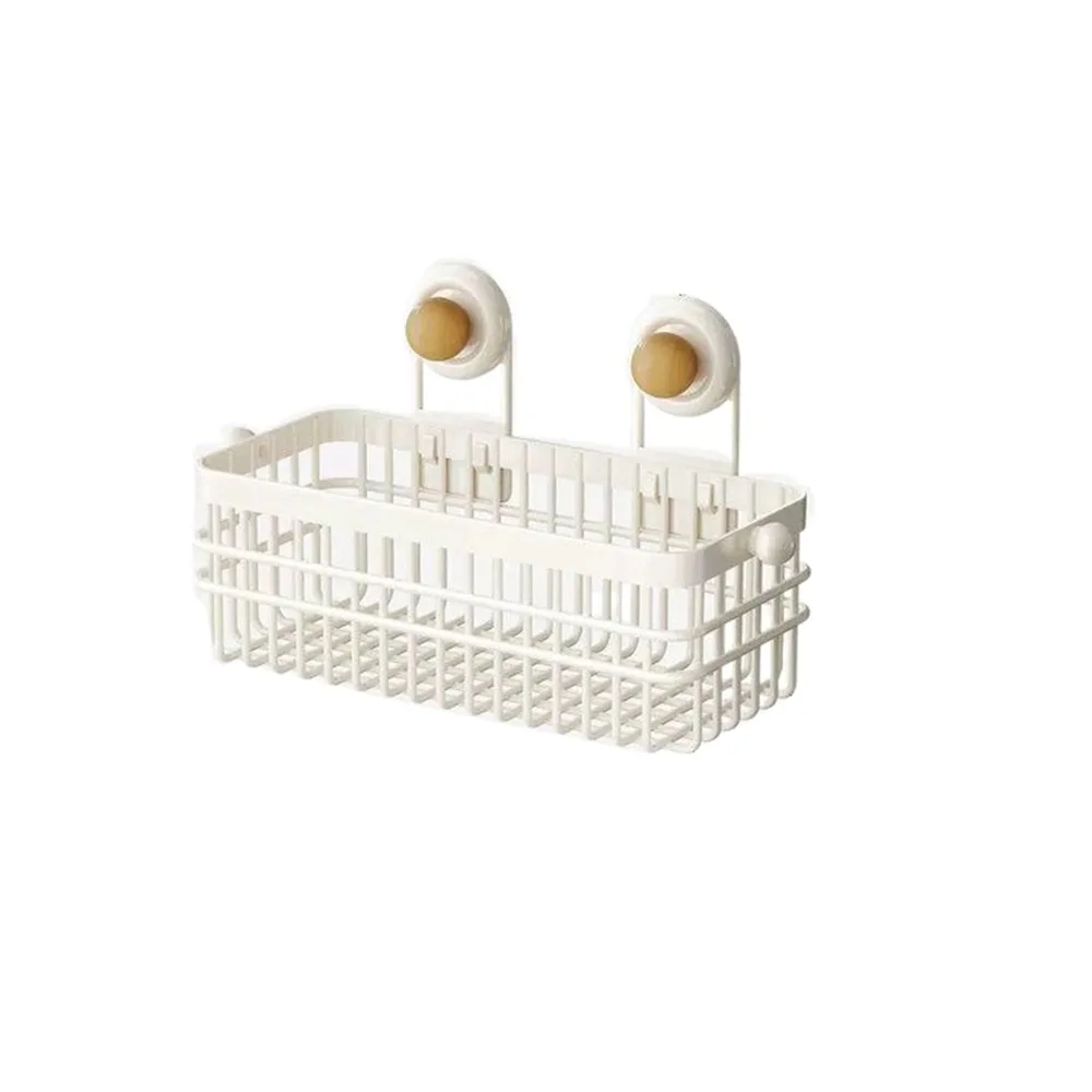 

Suction Cup Hanging Kitchen Baskets Rust-proof Draining Kitchen Wall Hanging Rack Space Saving Multifunctional
