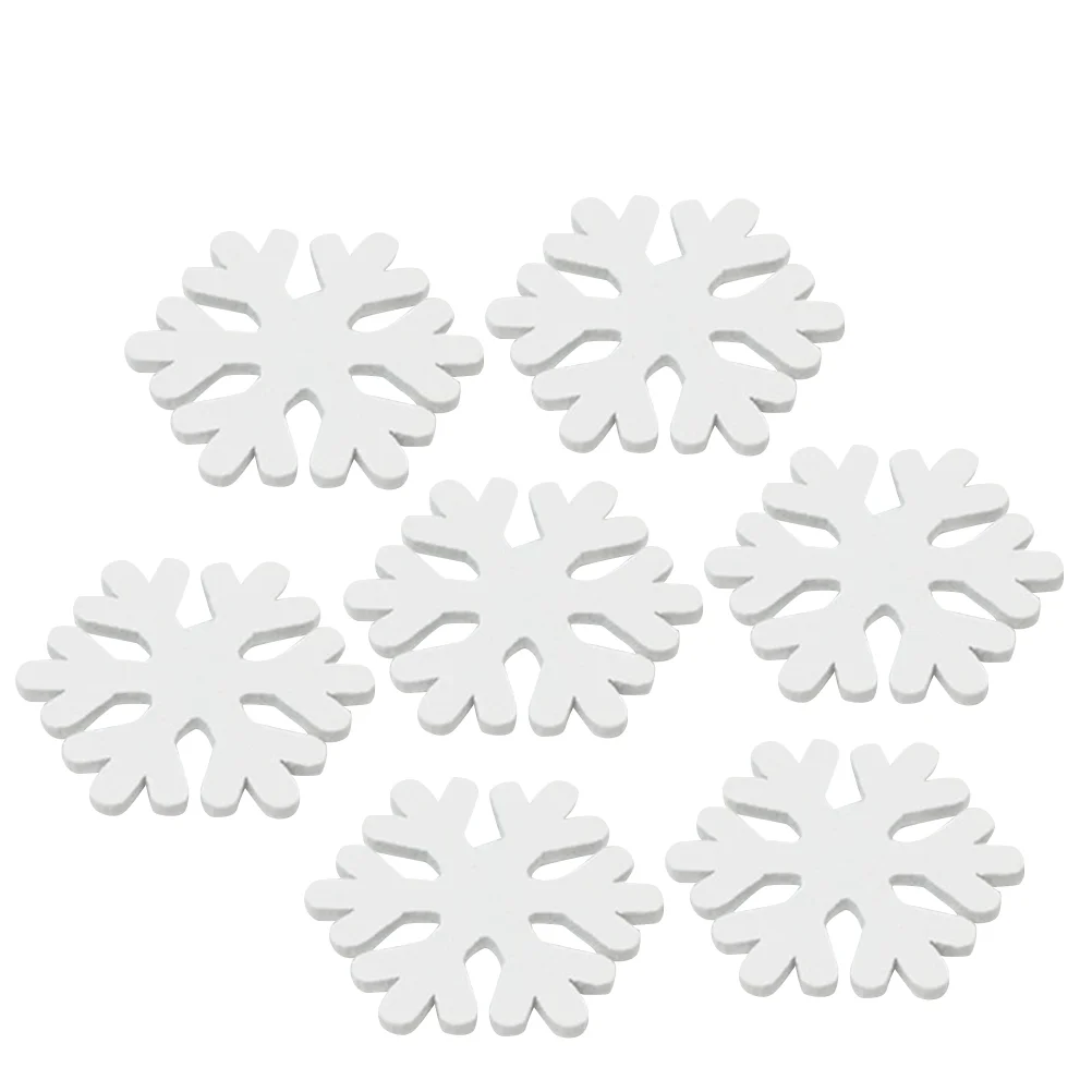 100pcs Christmas Mini Snowflake Wooden White Snow Flake Craft Christmas Decoration Supplies wooden snowflake