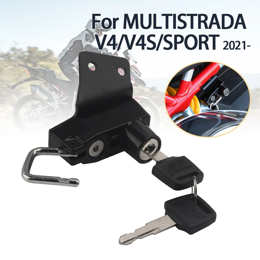 

Motorcycle Accessories Helmet Lock Mount Hook with 2 Keys Side Anti-theft Security For Multistrada V4 V4S Sport 2021 2022