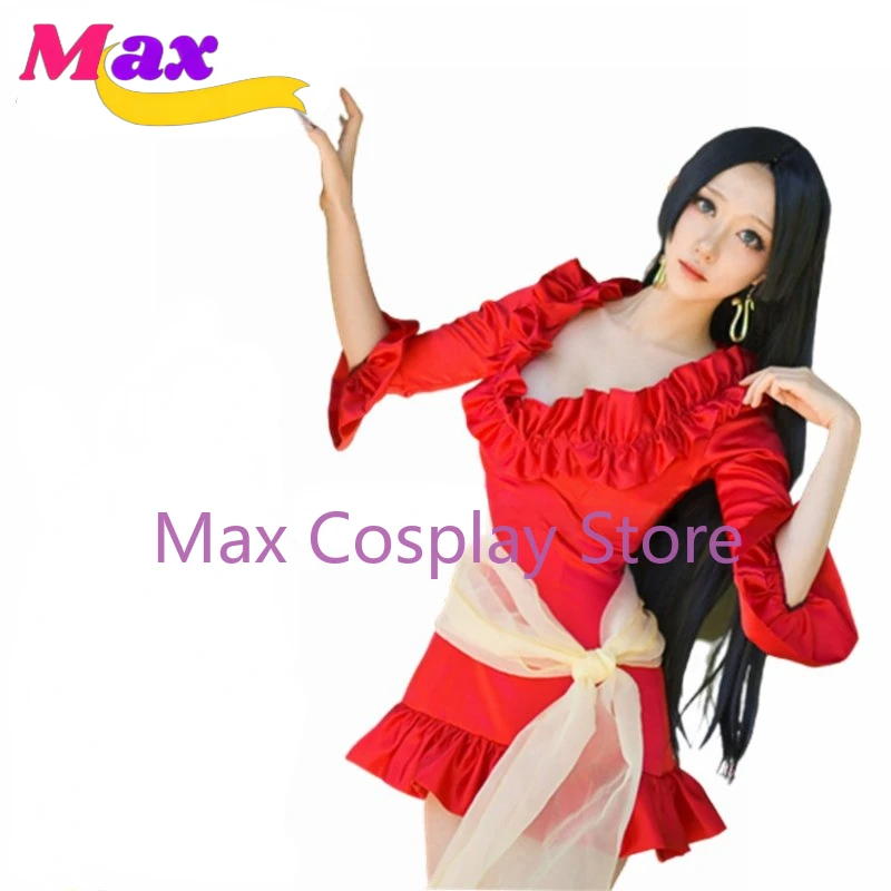 Max Anime Boa Hancock Red Sexy Dress Cosplay Costume Halloween Costumes