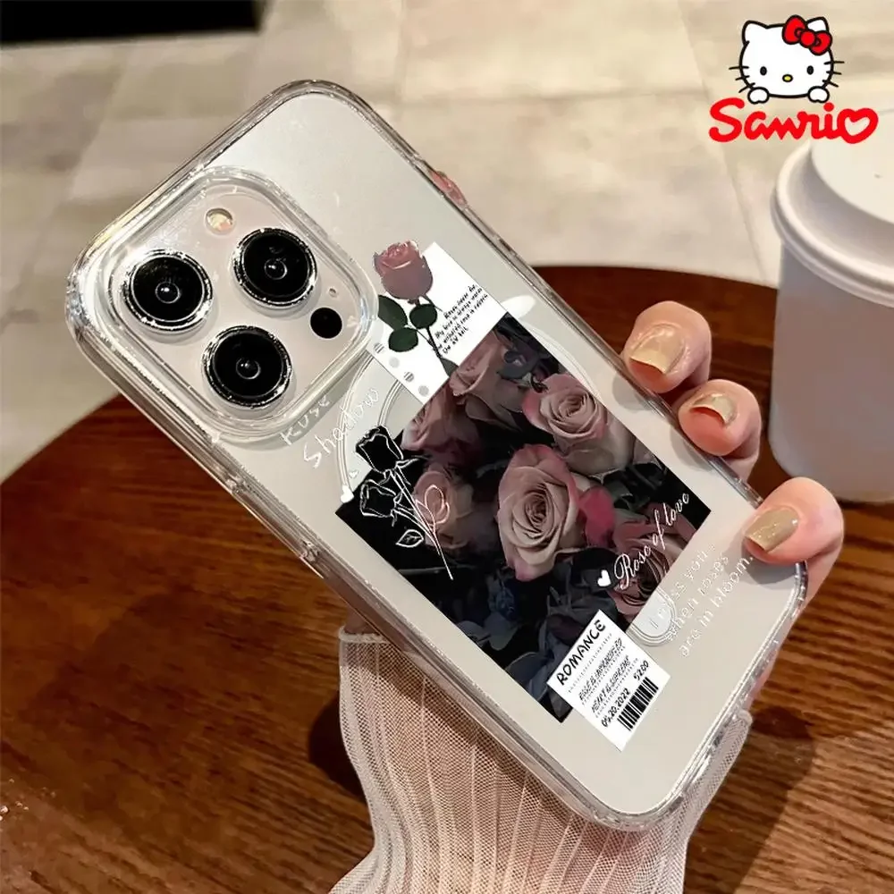 Sanrio hellokitty capa de telefone prevenção de queda iphone 16/15/14/13/12/11 menina iphone 16 promax caso olá kitty anime acessório