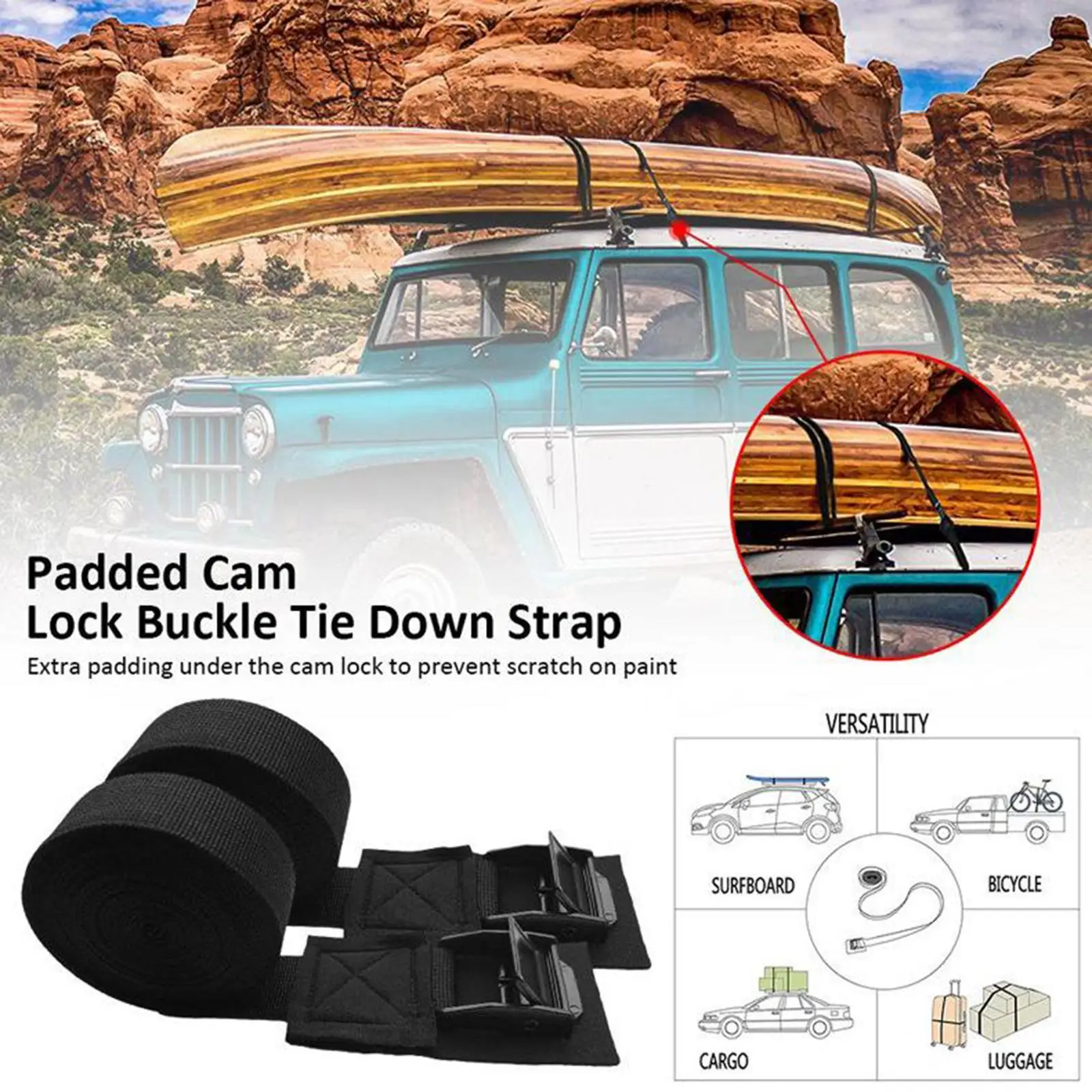 Tie Down Straps Luggage Cargo Trailer Kayak Surfboard Carrier Lashing Strap