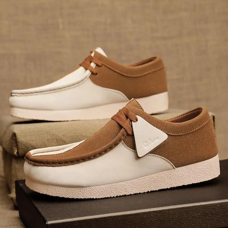 

Fashion Khaki Casual Shoes For Mens Suede Leather Loafers Men Platform Slip-on Men's Driving Shoes Lightweight Leisure Men Shoes
