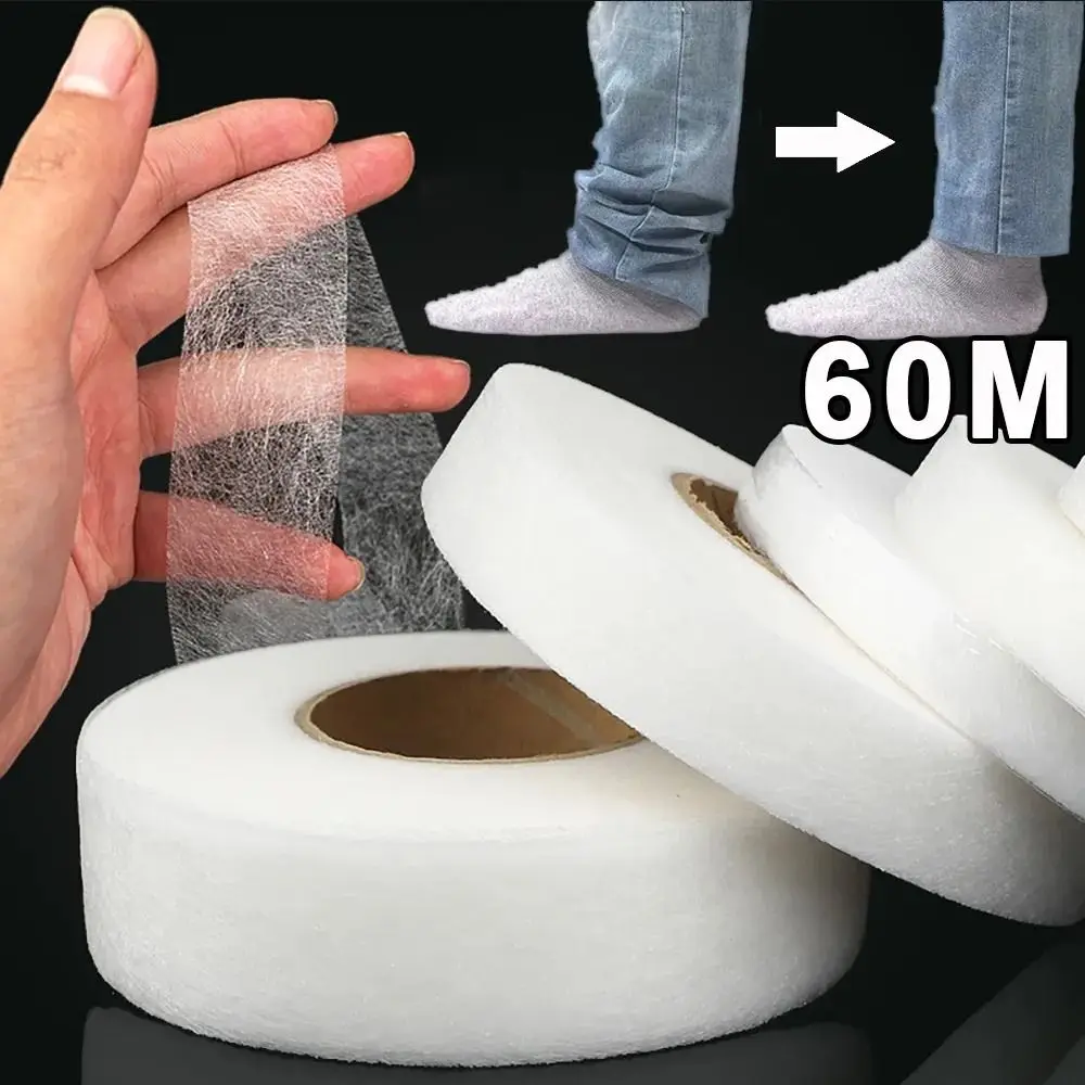 

Durable 60M Interlining Adhesive Tape Non-woven Double-sided Sewing Interlining DIY Sewing Tool for Shorten Repair Pants