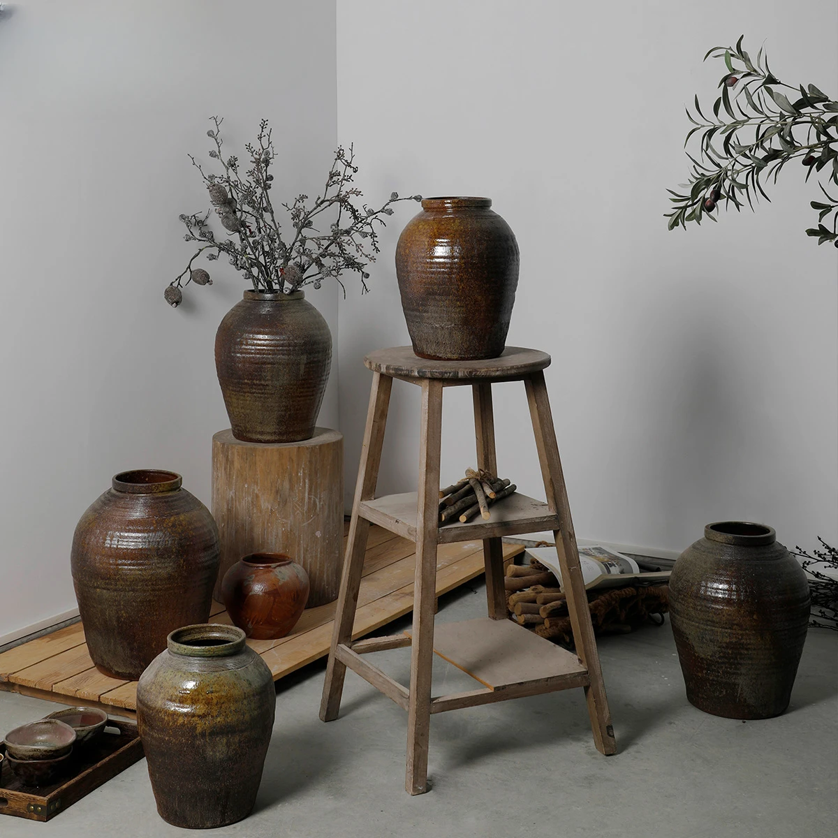 The product can be customized. Ceramic vases retro pottery pots do old Zen homestay living room flower arranging device tea