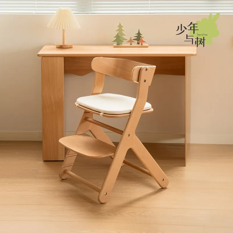 Modern simple adjustable lifting children's learning chair solid wood seat household dining chair multi-function writing chair