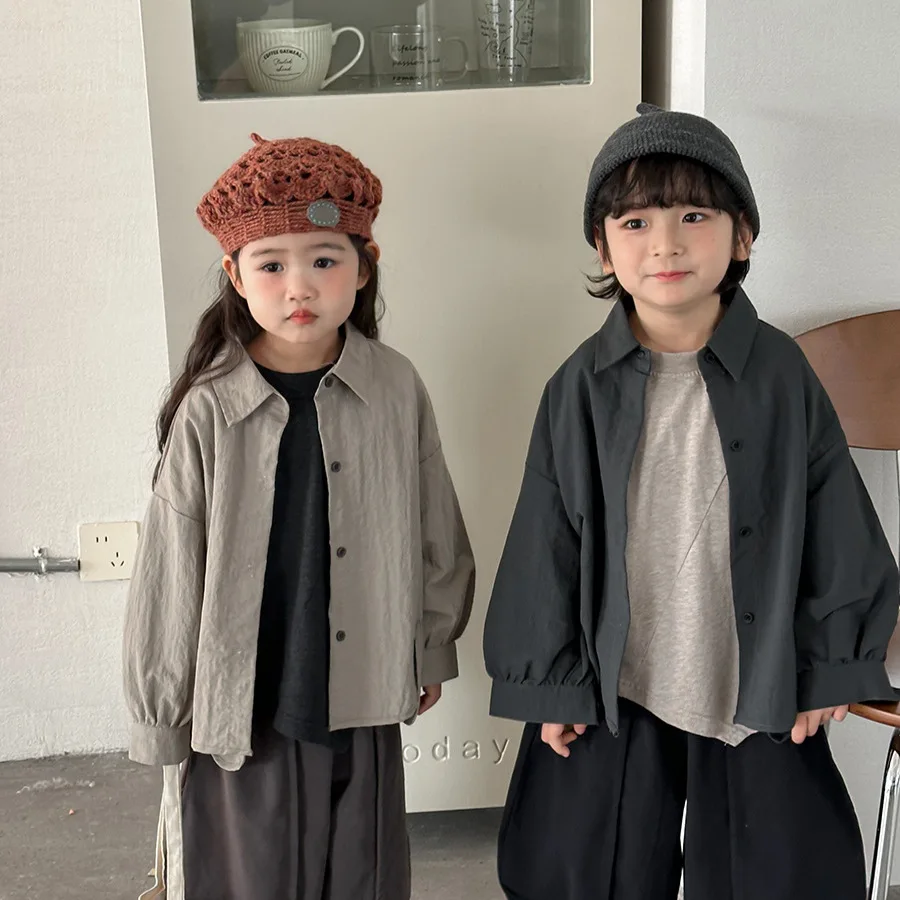 Shirt 2026 Spring and Summer New Childrens Clothing Korean Style Boys and Girls Fashion Sen Retro Clear Color Long-sleeved Shirt - view 3