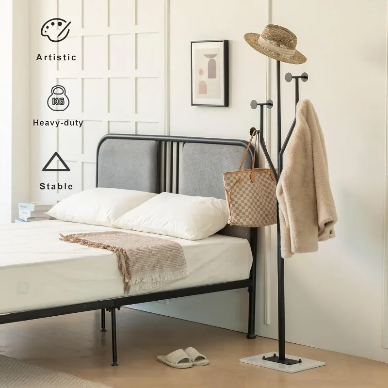 Appendiabiti resistente Albero appendiabiti autoportante in metallo a forma di albero con robusto appendiabiti angolare con base in marmo per ingresso camera da letto