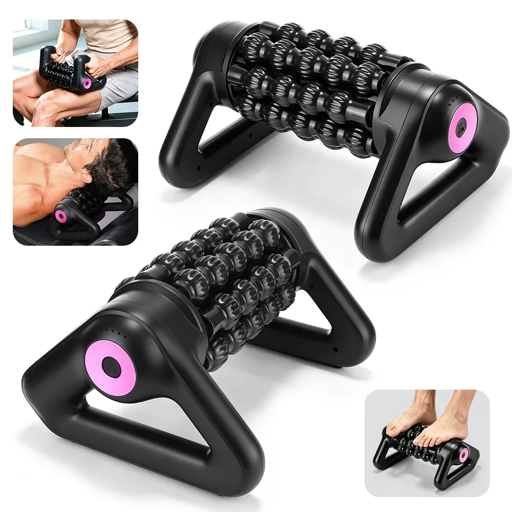 

Motorized Electric Massage Roller 3D Deep Tissue 5 Speeds Motorized Body Leg Back Relaxer Cordless Rechargeable Fascia Gun