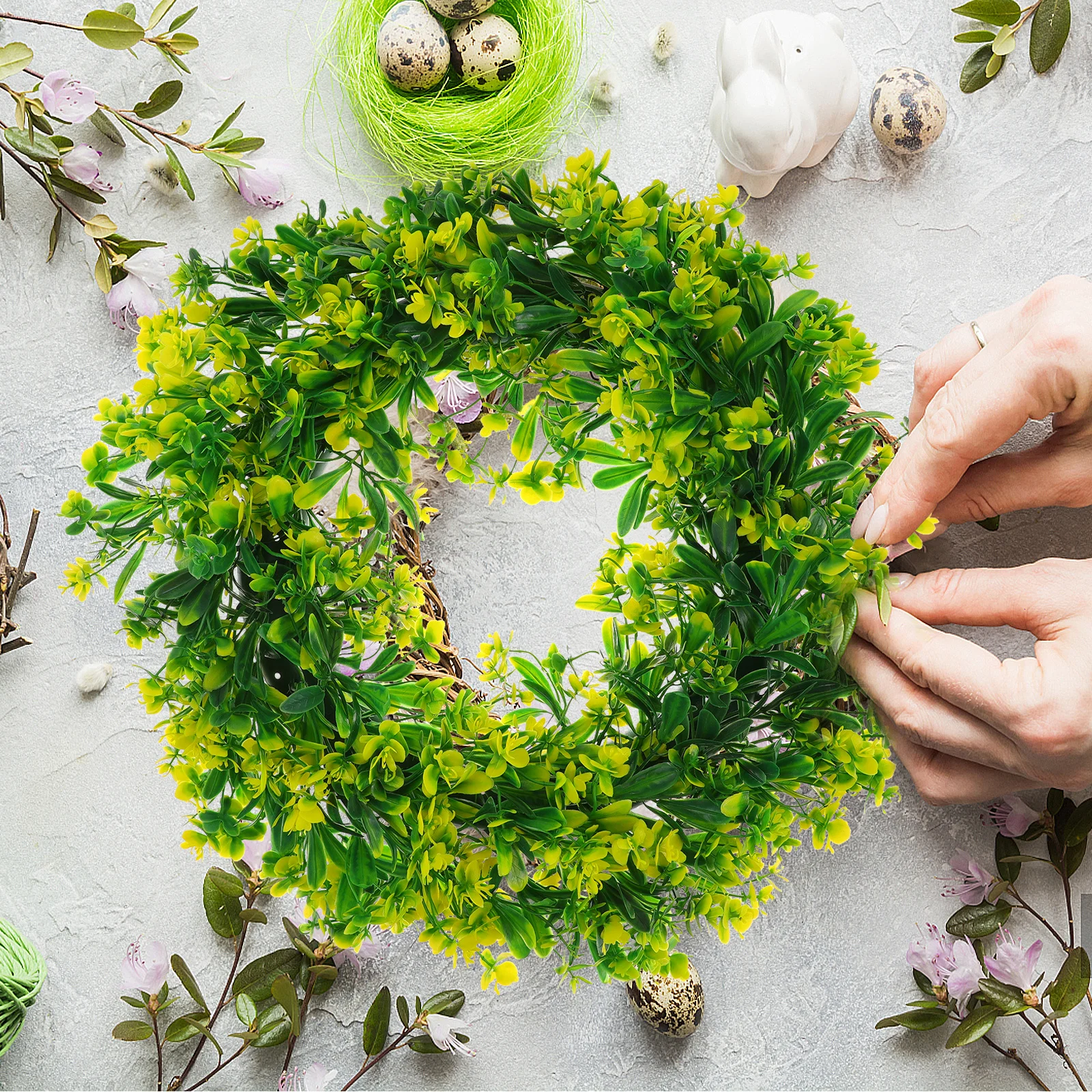 

Simulation Phalaenopsis Wreath Hanging Front Door Artificial Floral Wreath Home Decoration Spring Party Festival Garland