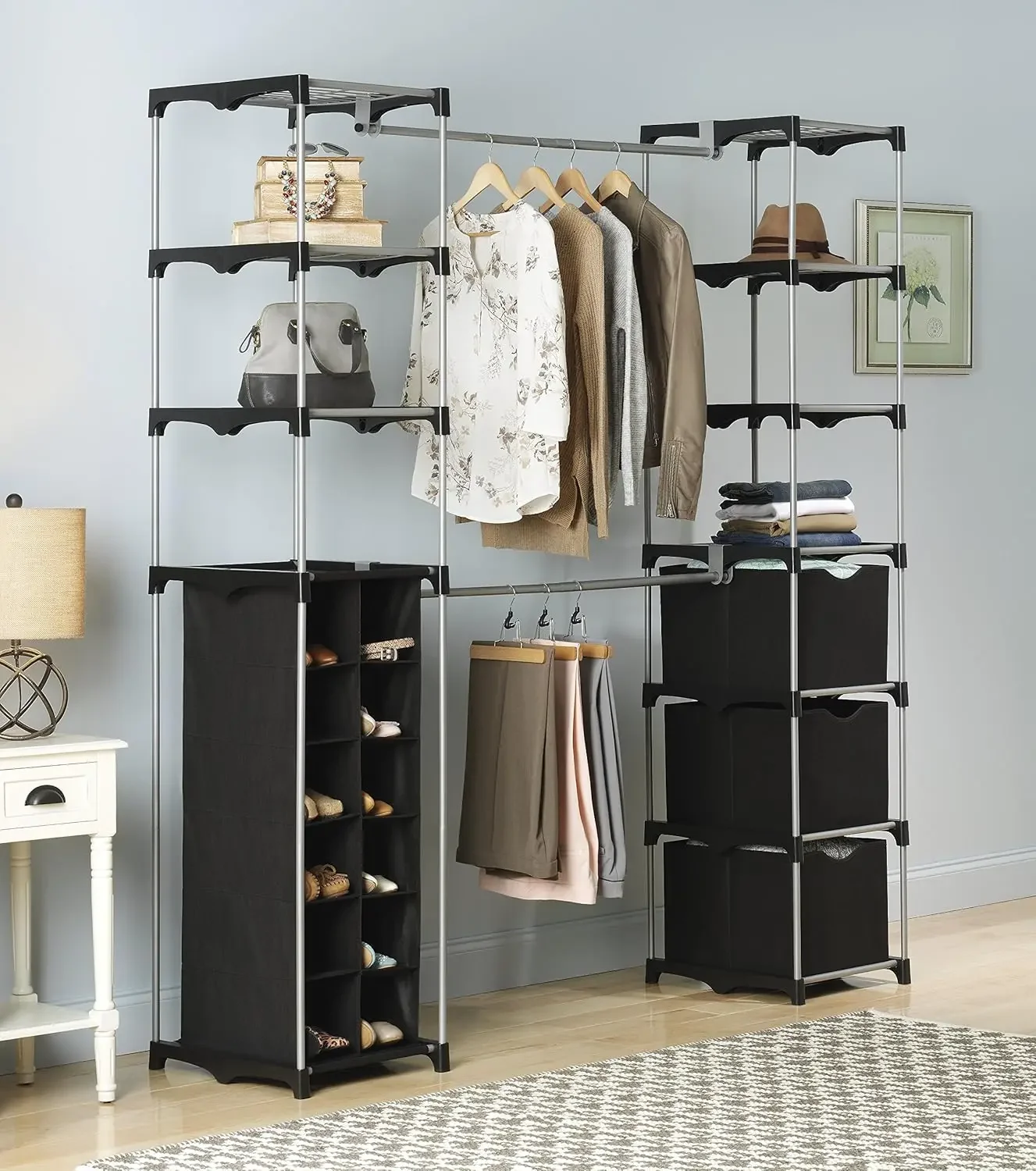 Deluxe Double Rod Adjustable Closet Organization System