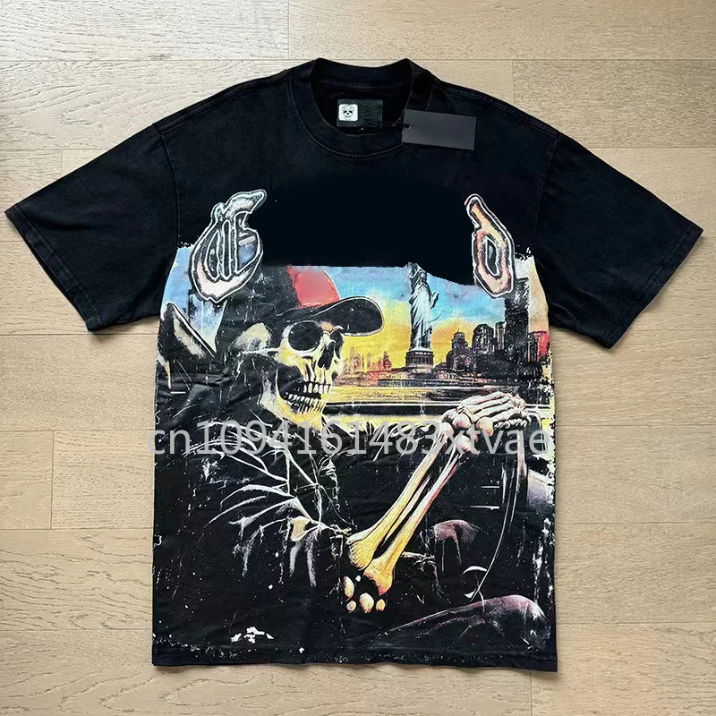 

Luxury Brand GS Men's T-shirts Skeleton Racing Print Logo Top Tees Designer Brand Men's High Street Hip Hop Loose T-shirts