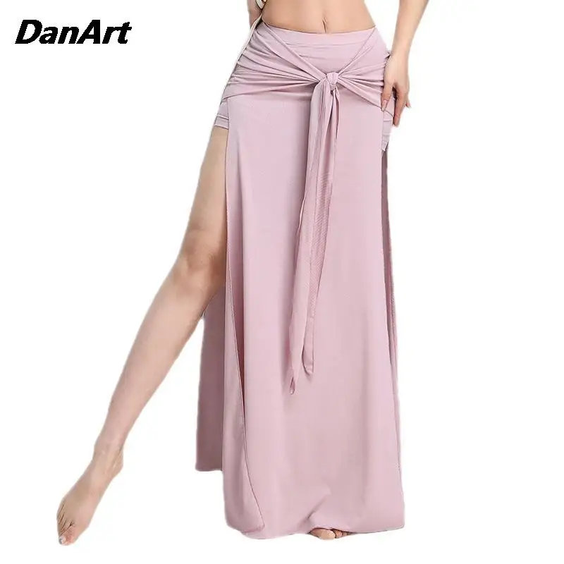 Frauen sexy schlank geteilt langes Kleid Damen Bauchtanz Performance Kleidung Trainings anzug neue halbe Rock elegante Göttin Kleidung