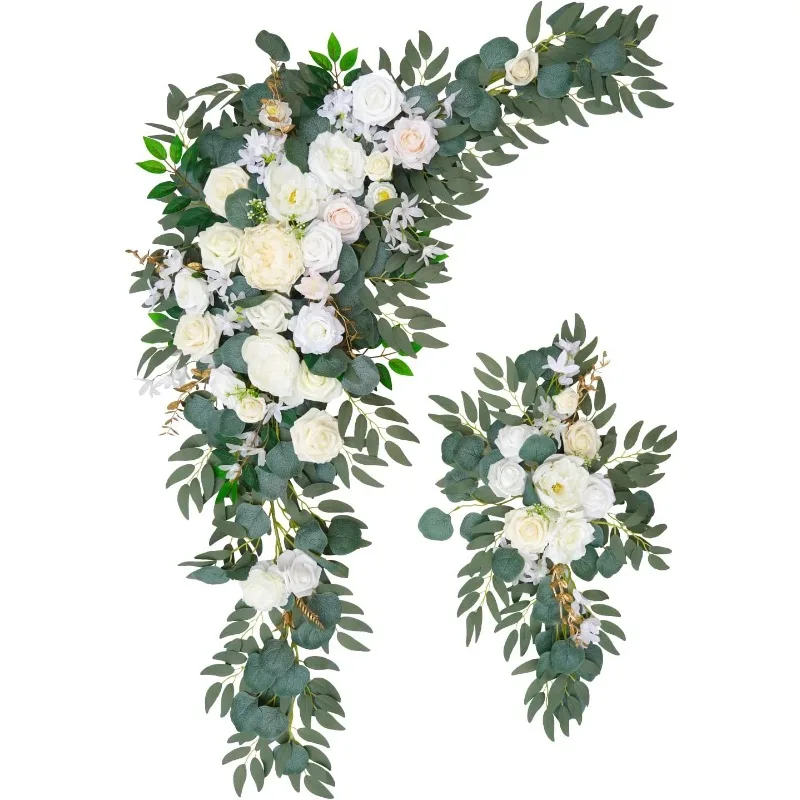 

Arch Flowers with Drapes Kit (Pack of 2) for Wedding Ceremony Arbor and Reception Backdrop Decoration Wedding Welcome Signs