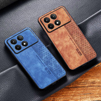 Leather Case for Poco F6 Pro Case Ultrathin Cube Pattern Protective Cover for Xiaomi Poco X6 F6 X5 F5 Pro F6Pro X6Pro 5G Case