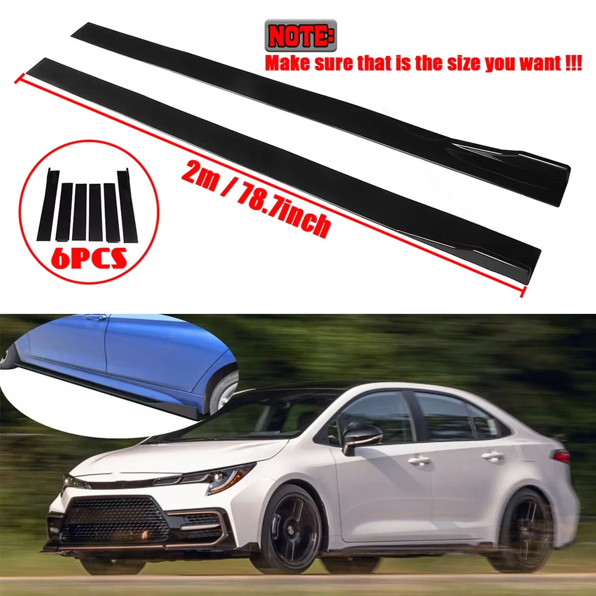 Jupes latérales universelles de voiture, 2m, séparateurs d'ailes, Extension de lèvre pour BMW, Benz, VW, Audi, Ford, PEUGEOT, SEAT LEON