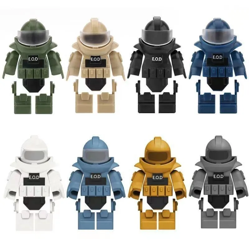 8pcs MOC Figures Accessories Bomb Disposal Suit Building Blocks EOD Special Forces Explosion-proof Armor Vest Military Toys Set