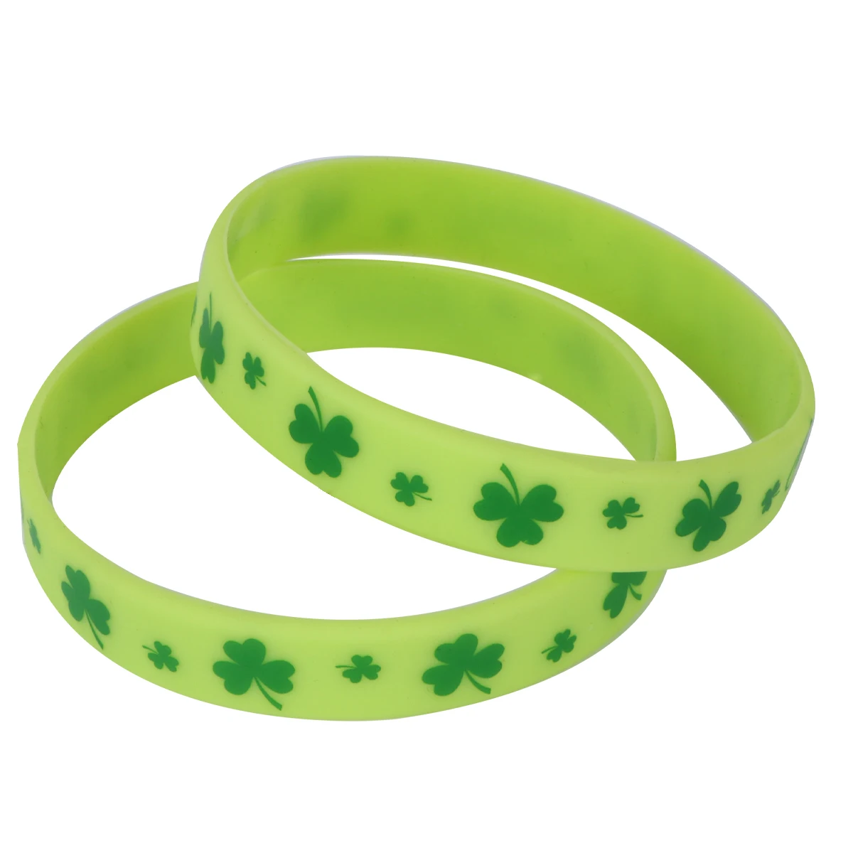 

24Pcs Clover Silicone Bracelets Durable Comfortable Party Wristbands for St Patrick's Day Kids Gifts Green Accessories