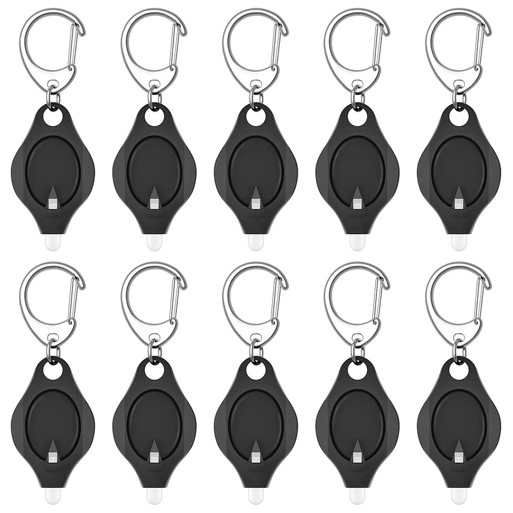 10 Pack Mini Keychain Flashlight Ultra Bright LED Key Ring Light Torch, LED Keychain Black