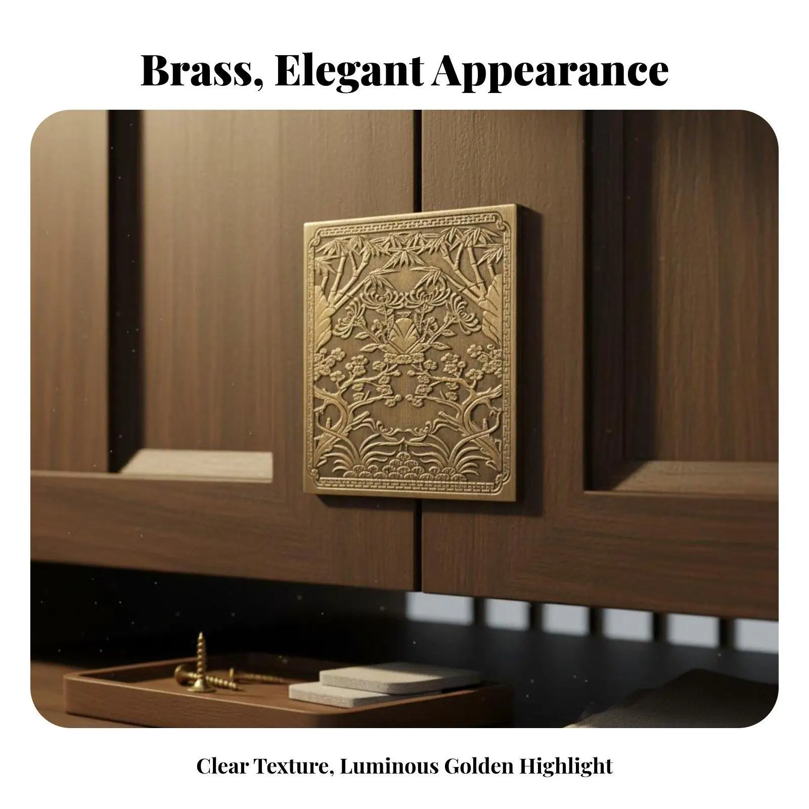 Brass Industrial Decorative Plate Chinese Traditional Furniture Applique Antique Bronze Finish Solid Copper for Door Cabinet