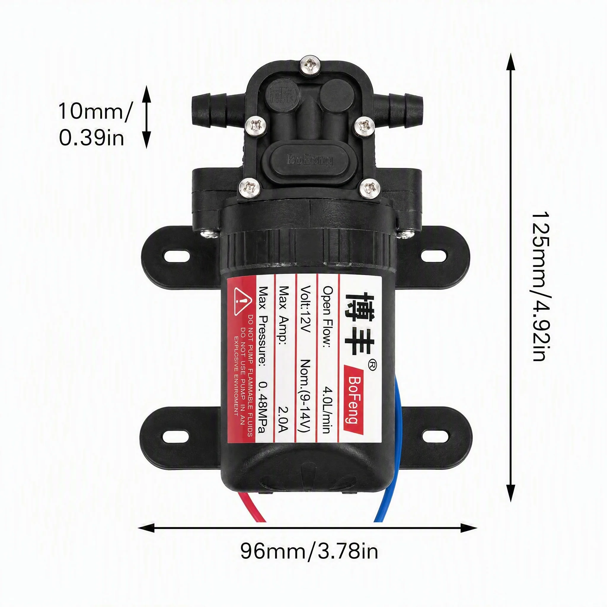 Electric Diaphragm Water Pump 12V DC Sprayer Pesticide Knapsack Backpack RV Camper Caravan Boat Motorhome Self Priming Pressure 4L Min 0.48MPa High Flow Transfer Garden Farm Orchard Irrigation Household Booster Machine