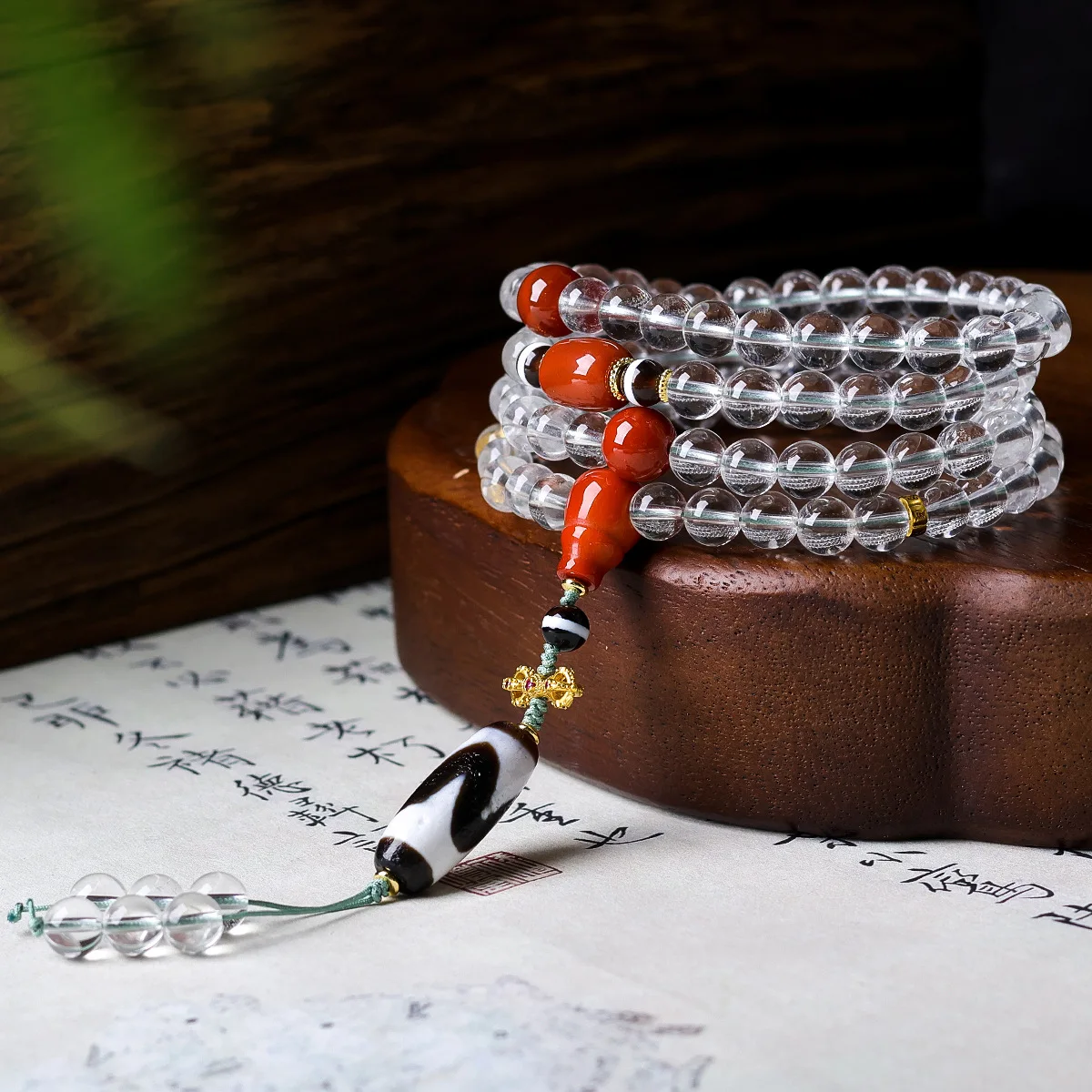 2026 Natural White Crystal Multi Wrap Bracelet Chinese Style Tiger Tooth Dzi Bead Bracelet Gifts