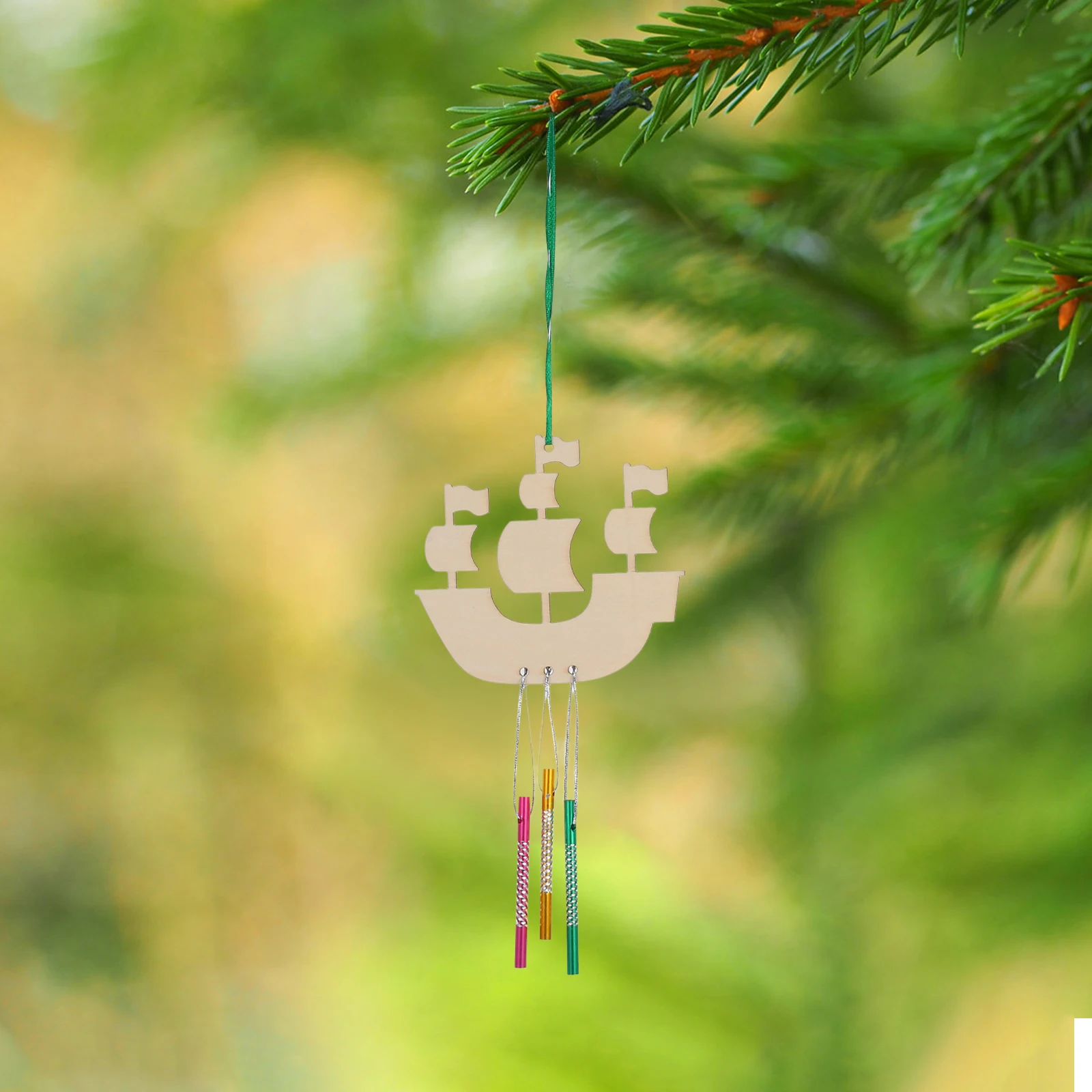 

1 set Diy Sailboat Chime Kit Unfinished Wooden Craft For Kids Painting Creative Decor Blank Wind Chime Ornament Wood Craft Kit