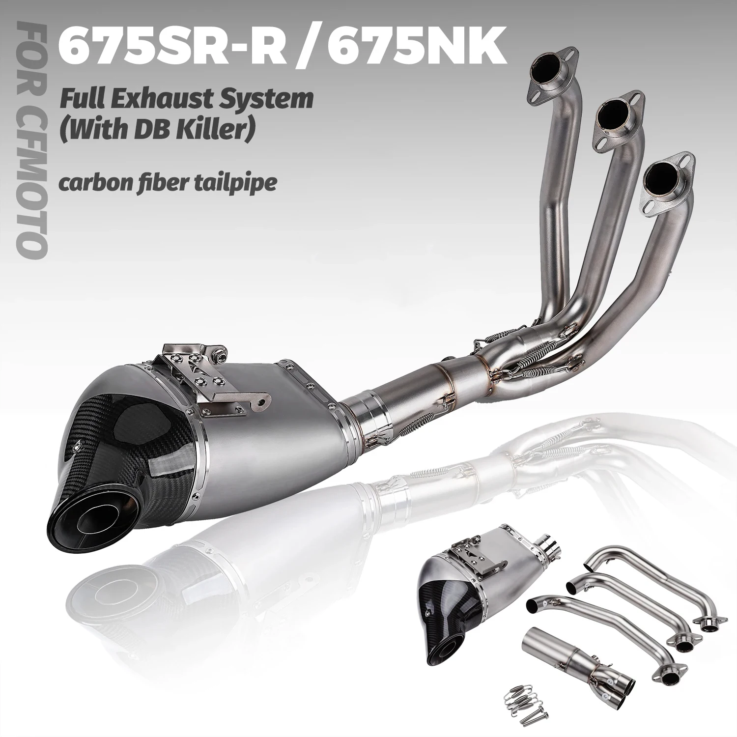 

Запчасти для мотоциклов: Полная выхлопная система с передним глушителем для CFMOTO 675SR