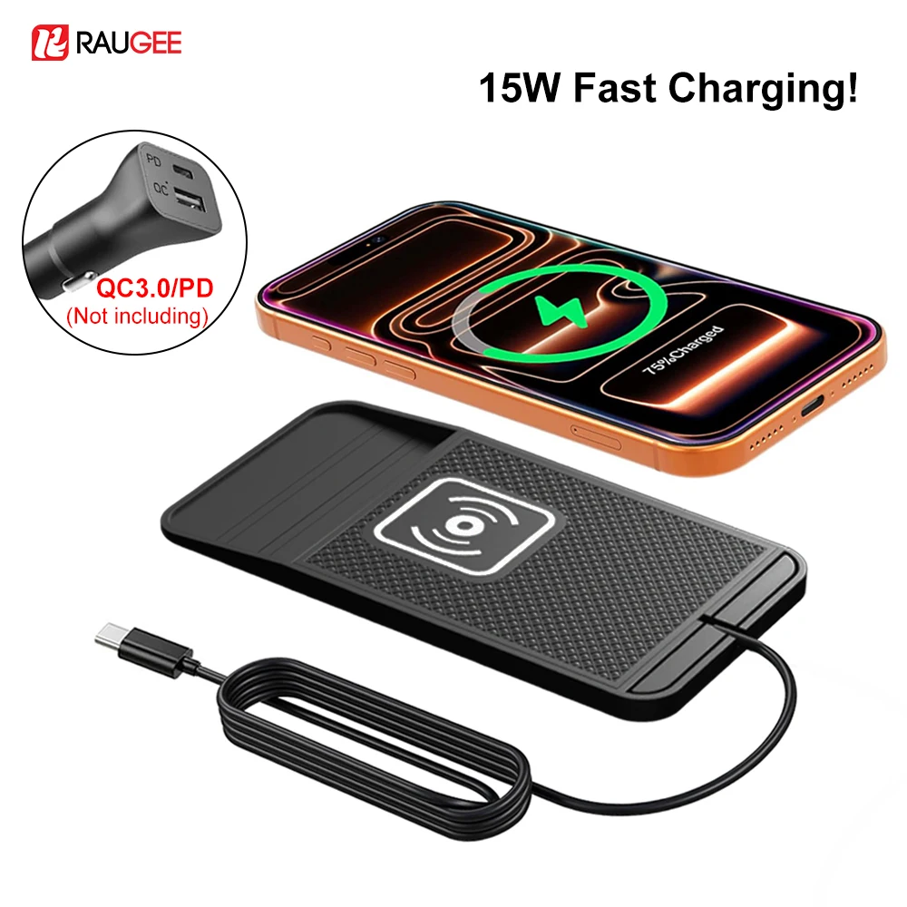 

Автомобильное беспроводное зарядное устройство, силиконовая нескользящая подставка для быстрой зарядки для iPhone 17 16 15 Pro Max Samsung S25 S24 S23, зарядное устройство для телефонов Xiaomi