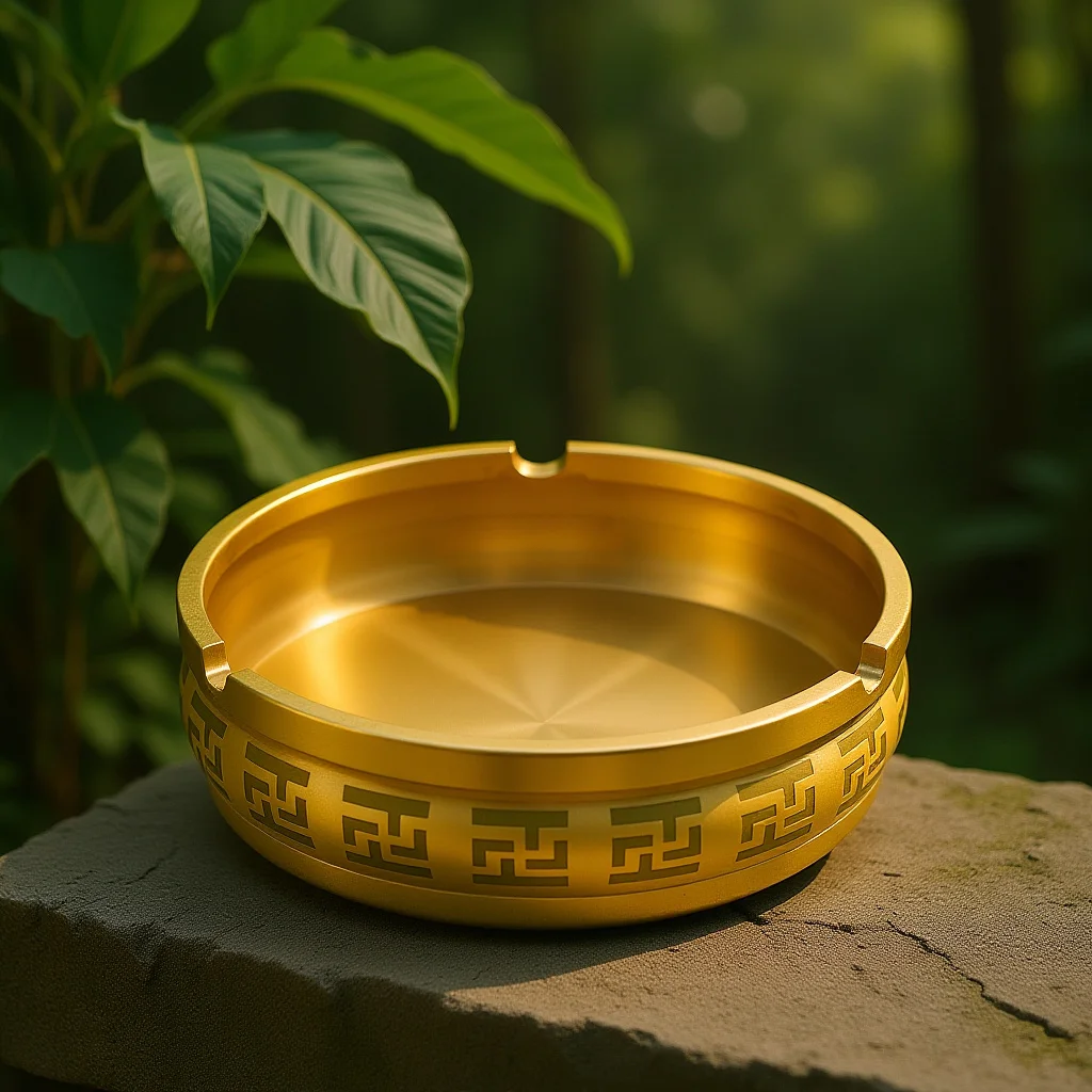 

Retro Metal Ash Tray for Cigarette Butt Container Simple Round Desktop Tabletop Holder Home Office Decor Accessory