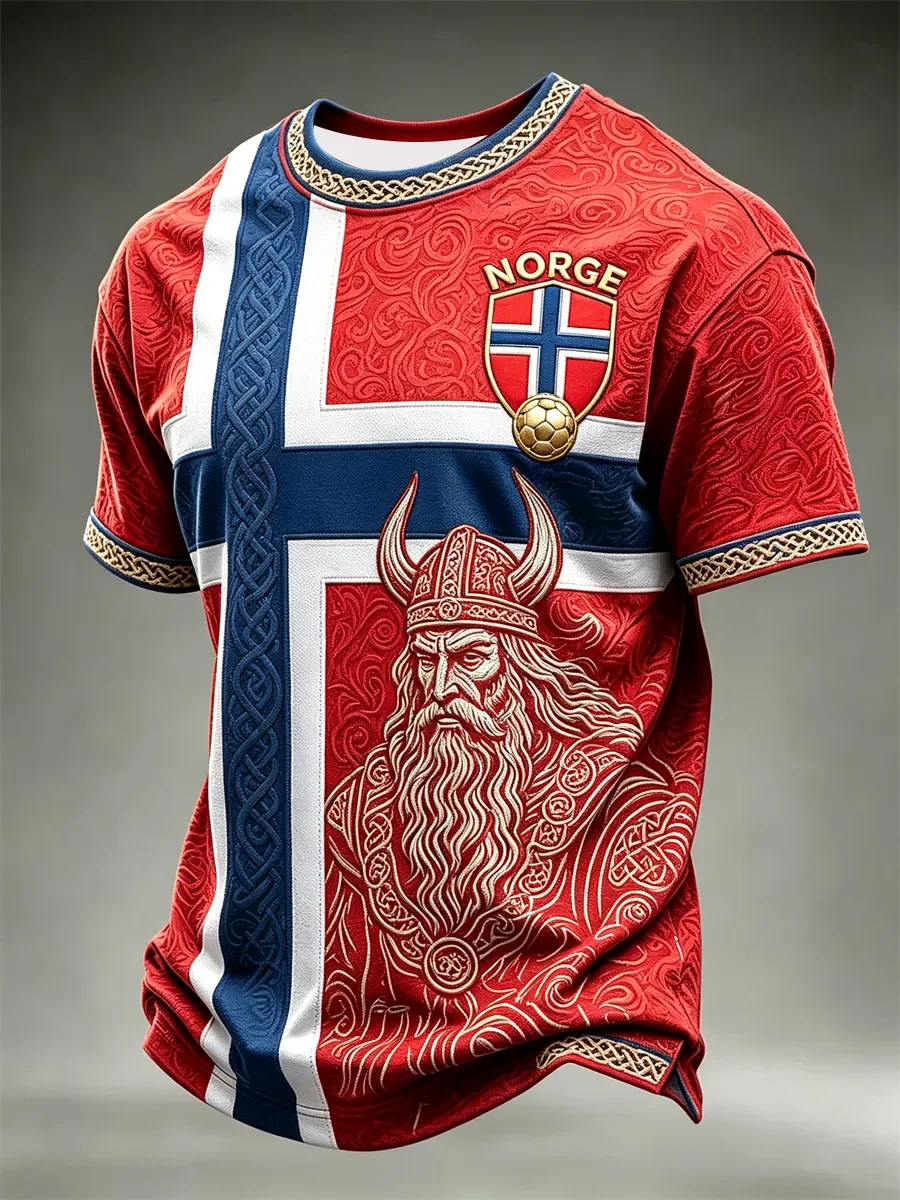 2027 Edition Norwegian Fans Football Training T-Shirt 3D Digital Printing Comfortable and Breathable Family Clothing