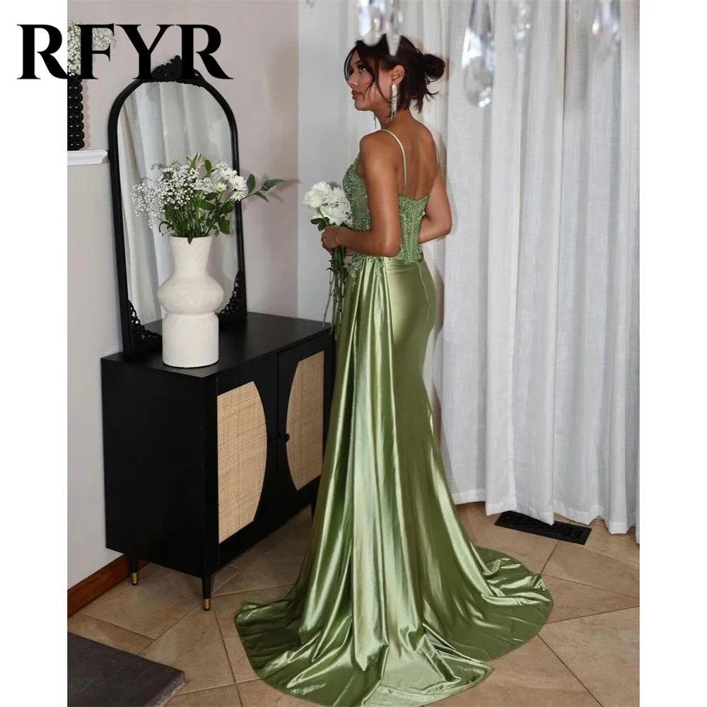 RFYR Mint Green Soft Stain Evening Dress Appliques Lace Charming Prom Dress Sweetheart Party Dress vestidos de noche Customized