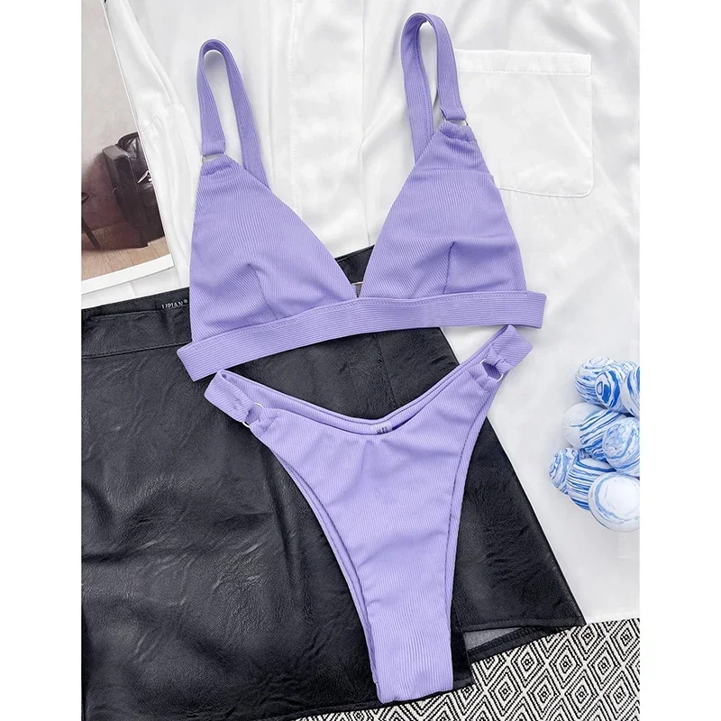 Bikini Set Bathing Suit Women Sexy Triangle Suspender G-string Split Swimwear 2025 New Casual Beach Bikini Swimsuit 2 Piece Sets