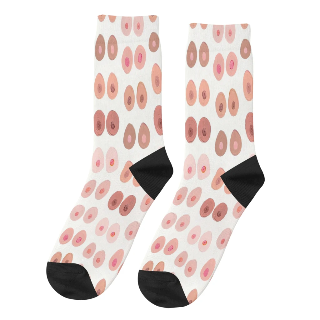 Pink BOOBS Straight Socks Male Mens Women Spring Stockings Polyester Harajuku