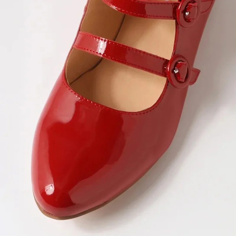 Sepatu Bot Wanita Hak Rendah Bertumpuk Ritsleting Pengencang Belakang Tali Gesper Paten Sapi Lembut