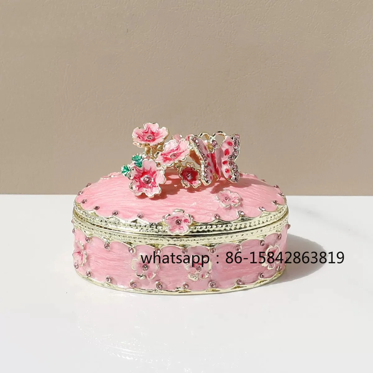 Rose Cherry Blossom Ring Stud Earrings Storage Jewelry Box Cute