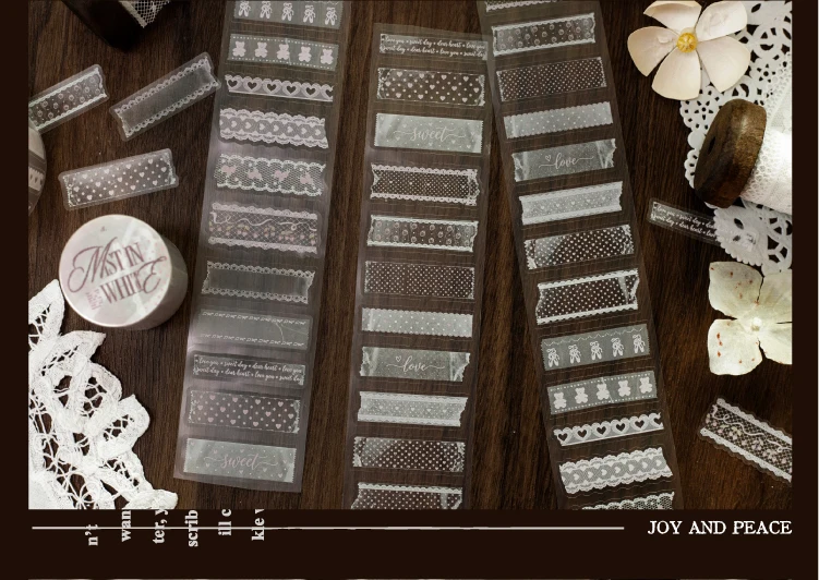 Journal GO 5cmx2m Mattes PET-Aufkleberband, Retro-Spitzen- & Gitterrand-Aufkleber für Journaling, Scrapbooking & Planer-Layouts – Detail 8