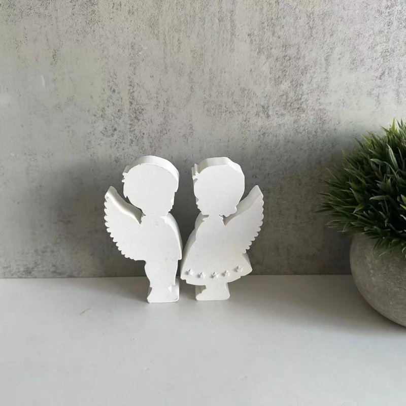 A Pair of Male and Female Angel Dwarf Plaster Decoration Mold Aromatherapy Angel Portrait Candle Mould