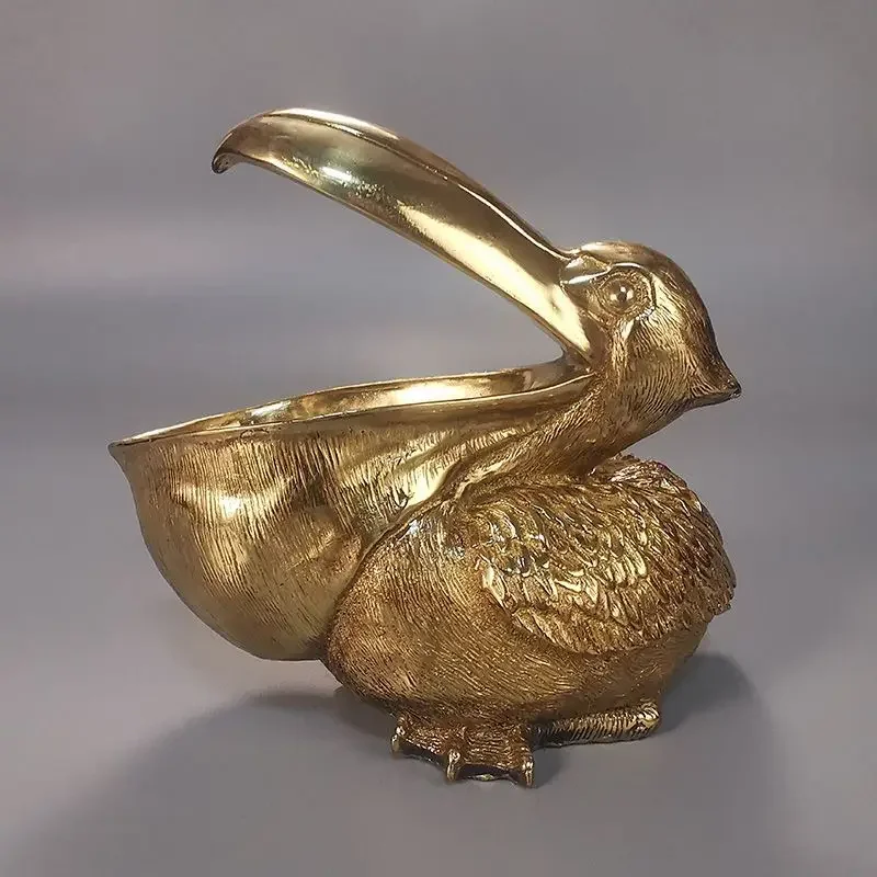 Pure copper pelican toucan ornament, home living room bedroom, brass practical, cute key storage
