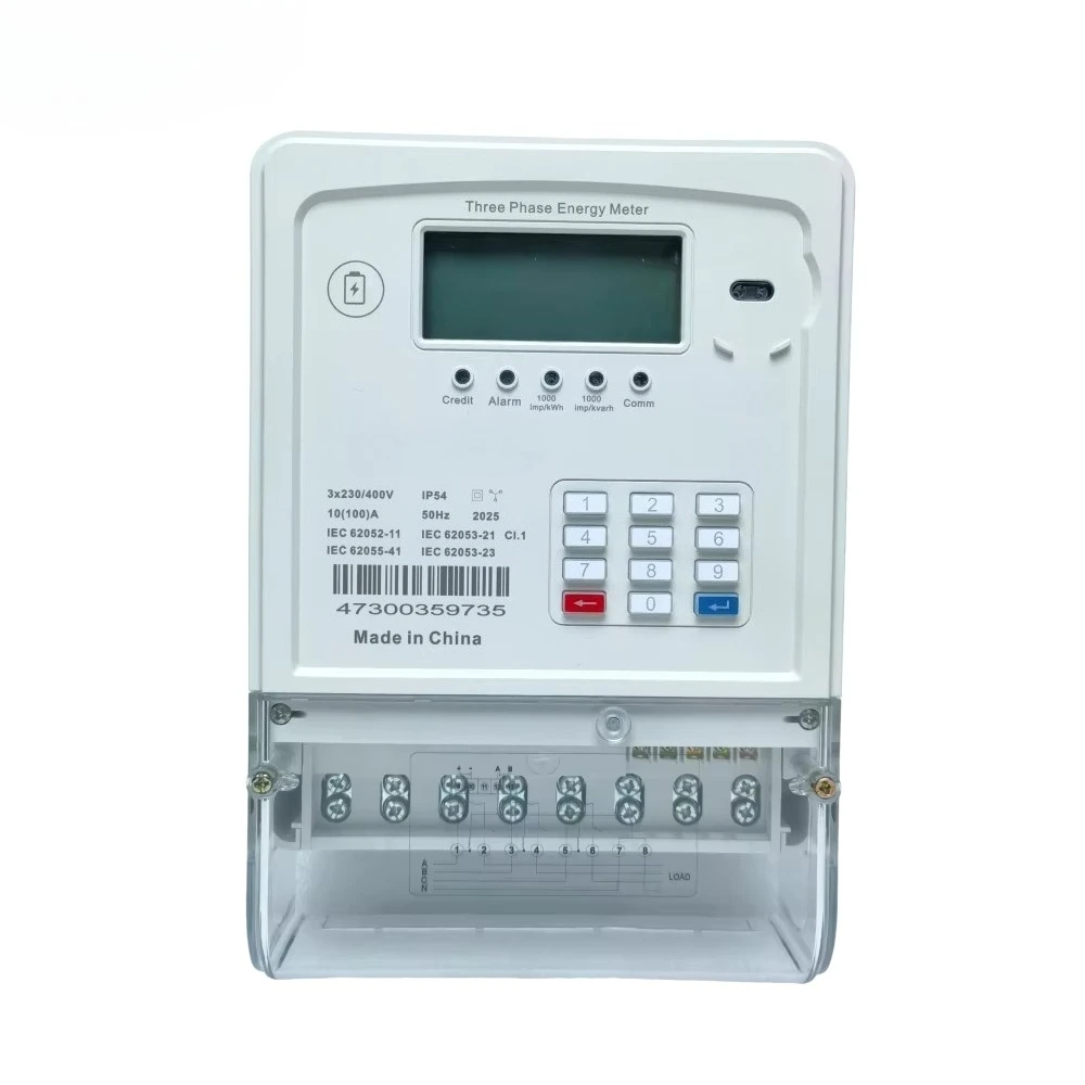 

Three-Phase Prepaid Energy Meter with Optional Keyboard DLMS and STS Certified
