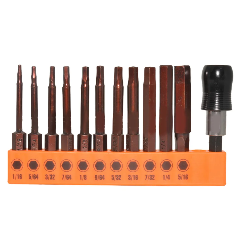 11pcs Screwdriver Bit Hex Head Wrench Drill Bit 1/4 Inch Hex Shank Hex Driver Drill Precise Bits Metric Sizes 1/16 5/64 3/32 1/8