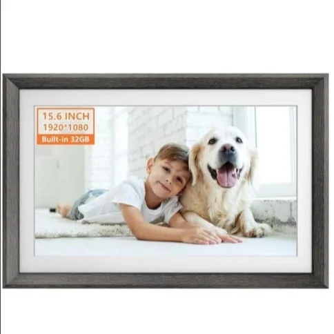 

Hot Sale Frameo 15.6 Inch 32G HD WIFI Digital Cloud Photo Touch Electronic Photo Album Advertising Machine Wood Frame