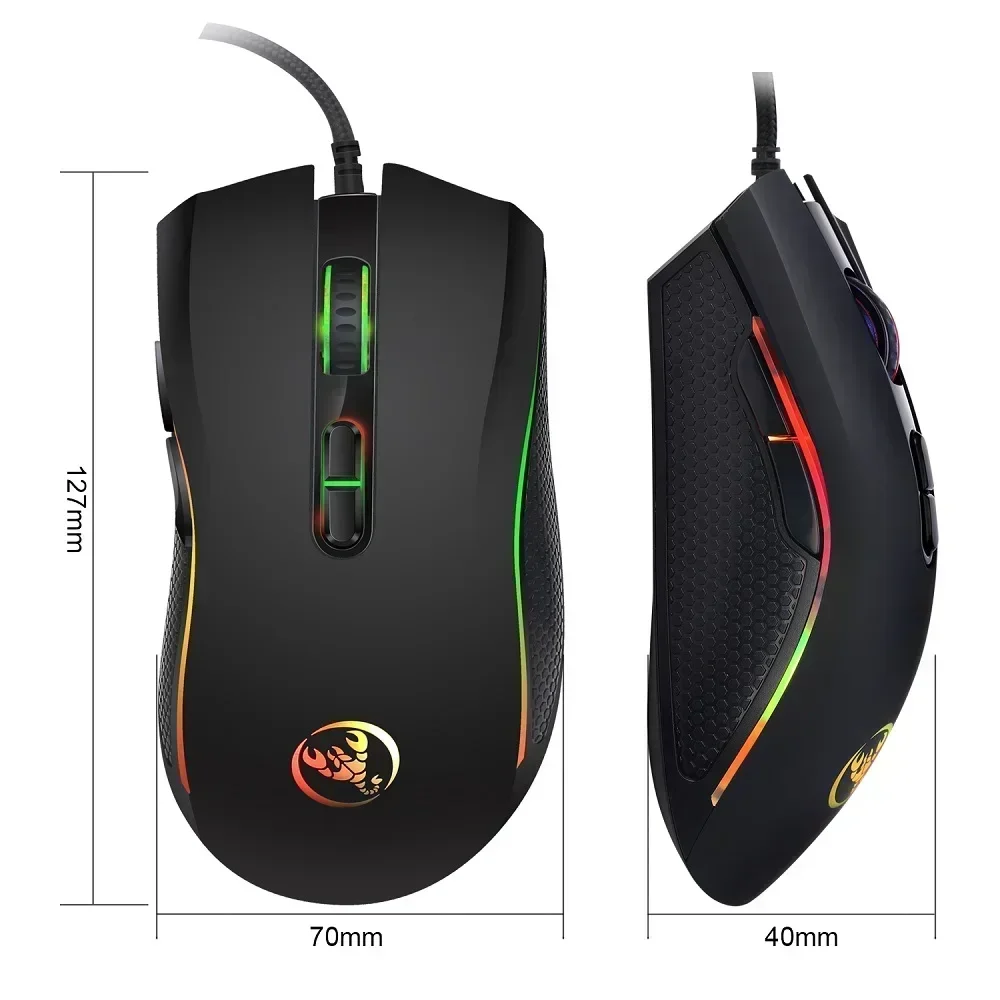 

Wired Gaming Mouse Suitable for Laptops and PCs, 3200 DPI A869 Optical Ergonomic 4-level Resolution Adjustment Photoelectric