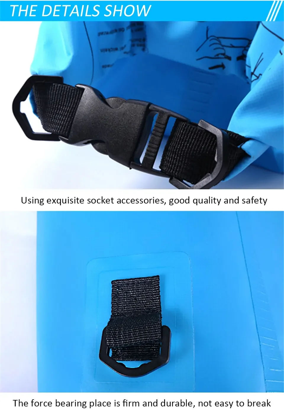 Wasserdichte Trocken-PVC-Taschen für Männer und Frauen, 2L/5L/10L/20L/30L, Outdoor-Schwimmeimertaschen, Rafting-Taschen – Detail 6
