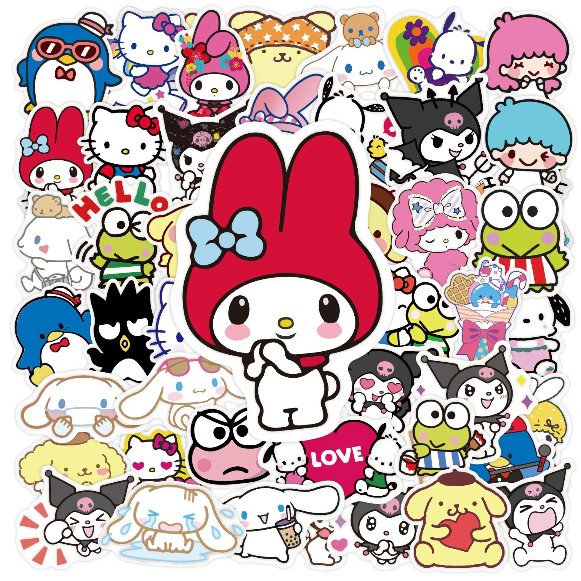 Pegatina de Sanrio de 50 piezas, pegatina impermeable de Hello Kitty kuromi Graffiti