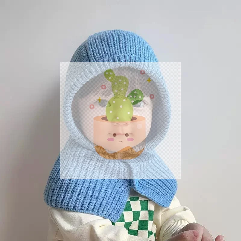 1 шт., зимняя детская шапка-шарф, модные полосатые вязаные шапки для защиты ушей, детская Балаклава, головной убор, детская шапочка с капюшоном для детей 1-6 лет