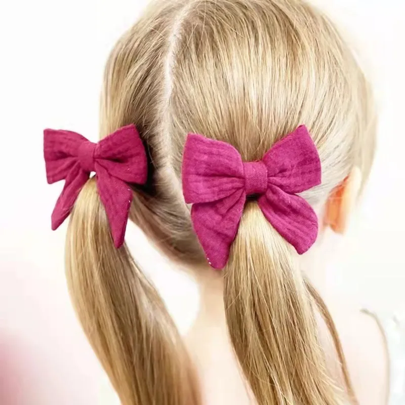 2pcs/Set Baby Girls Hair Clips Lovely Cotton Bows Hair Accessories Children Cute Hairgrips Summer Hairpins Party Kids Barrette