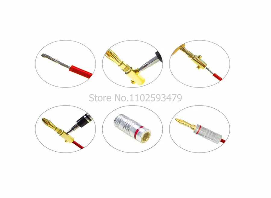 20pcs/10pairs BANANA PLUGS 24K Gold-plated 4MM Banana Connector with Screw Lock For Audio Jack Speaker Plugs Black&Red