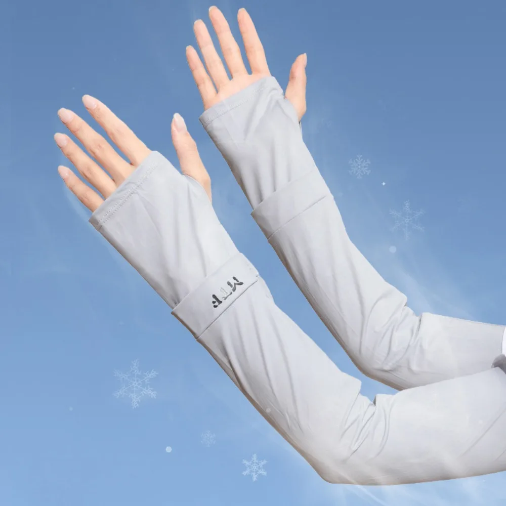 تنفس حماية الذراع طويلة الأكمام الحرير الجليد متقلب فضفاض واقية من الشمس الذراع يغطي الأشعة فوق البنفسجية العزل رقيقة قفازات ركوب الدراجات القيادة #3