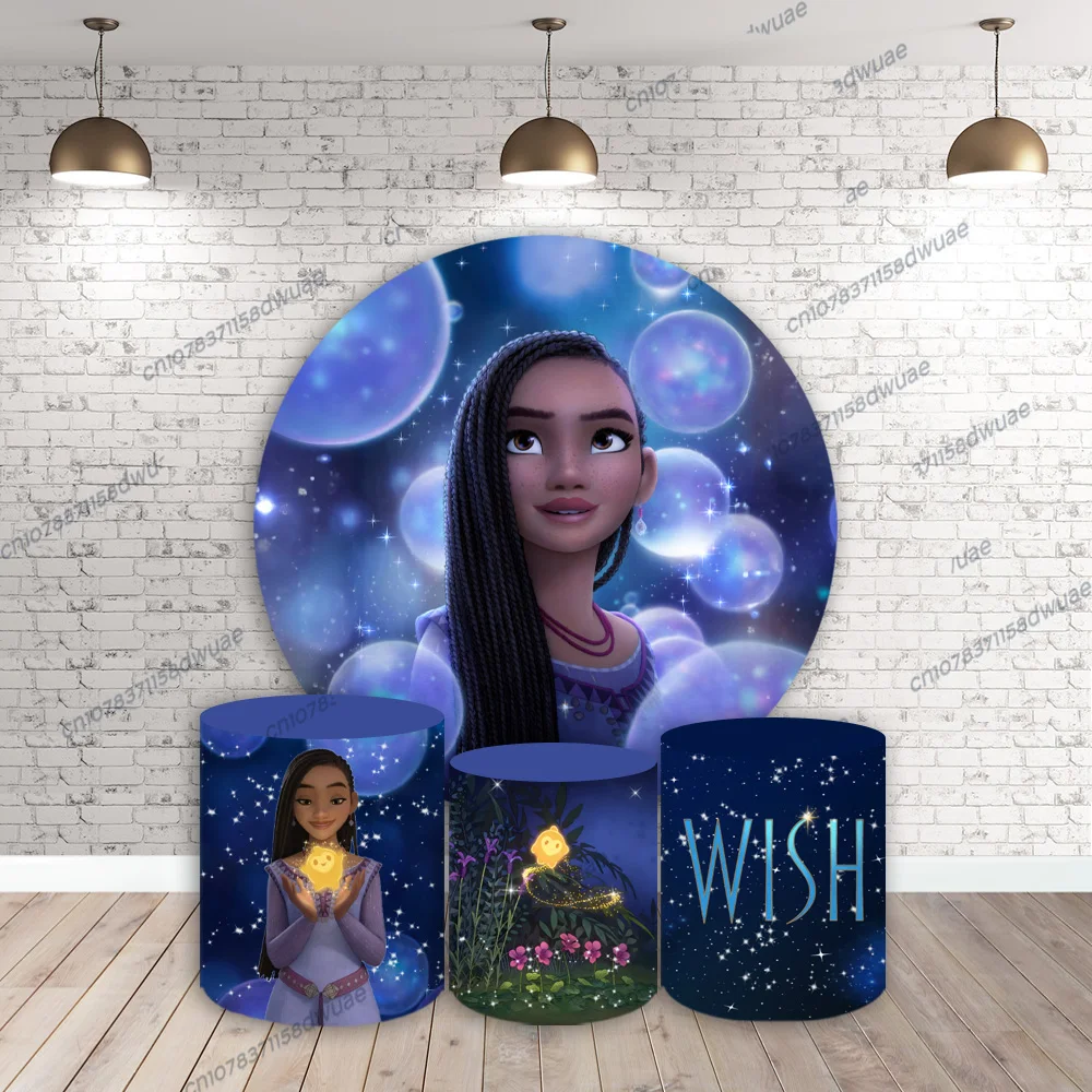 Asha In Disney Wish Birthday Photo Backdrop Round&Cylindrical Photo Background Baby Shower Photography Backdrop ﻿